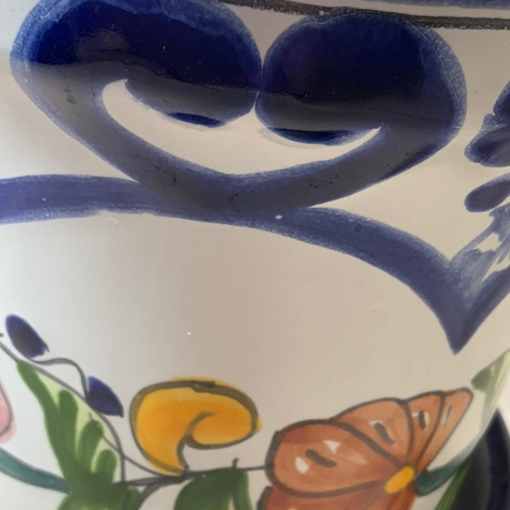 Vintage Talavera Mexican Pottery Planter Hand Painted Folk Art Ceramic Pot 7” - Picture 5 of 11
